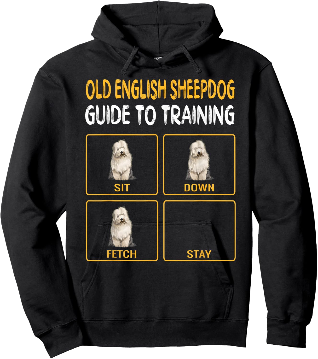 Funny Old English Sheepdog Guide to Training Dog Obedience Hoodie - Hoodie | Black