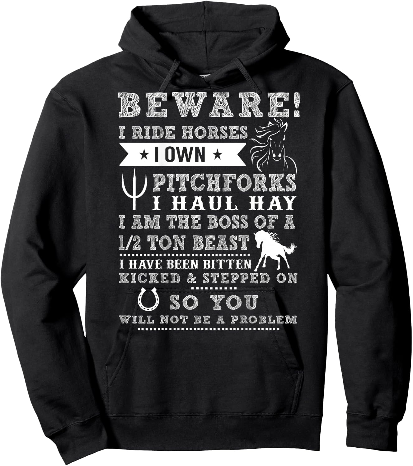 Beware I Ride Horses Hoodie - Hoodie | Black