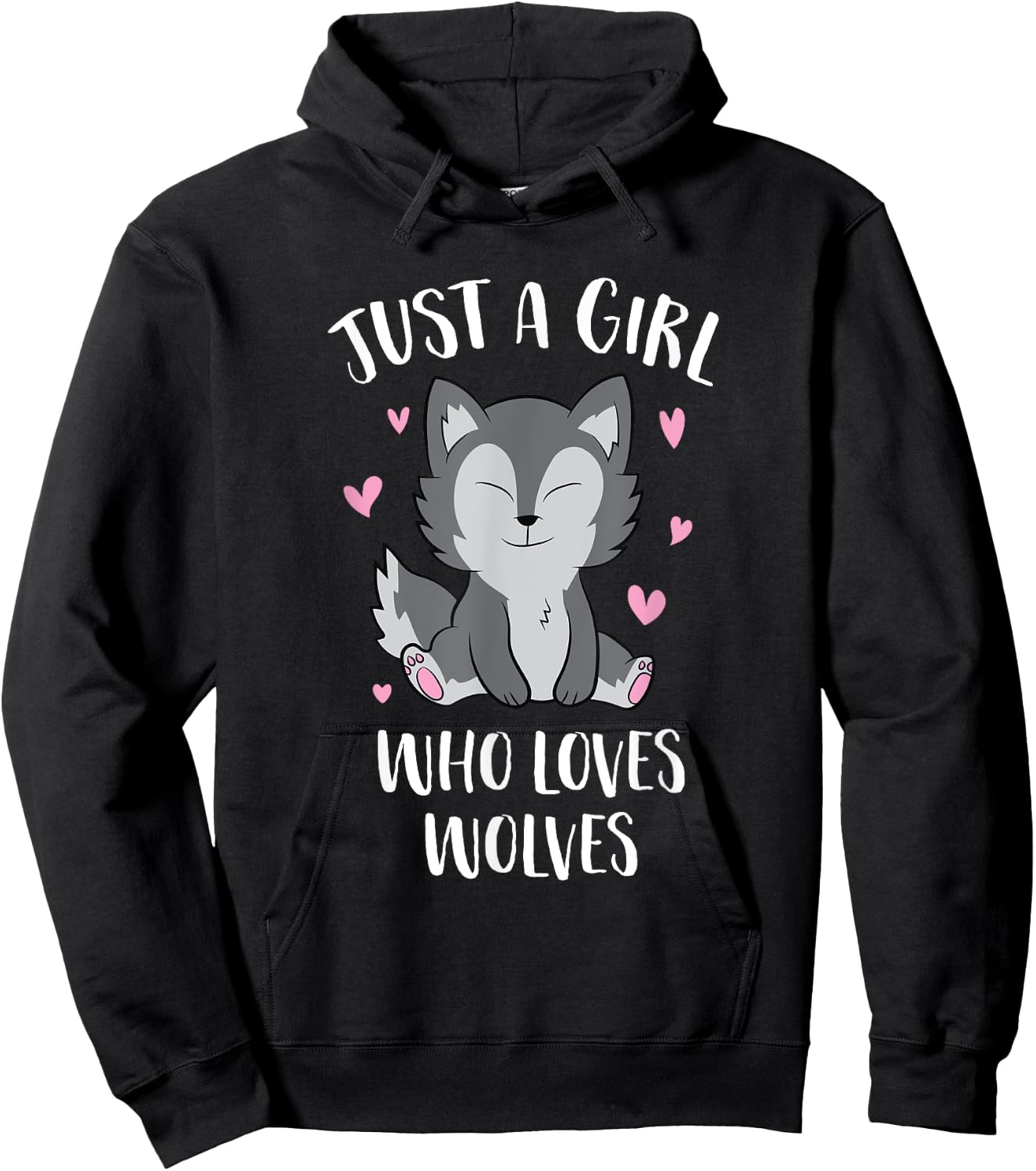 Just A Girl Who Loves Wolves Cute Wolf Girl Hoodie - Hoodie | Black