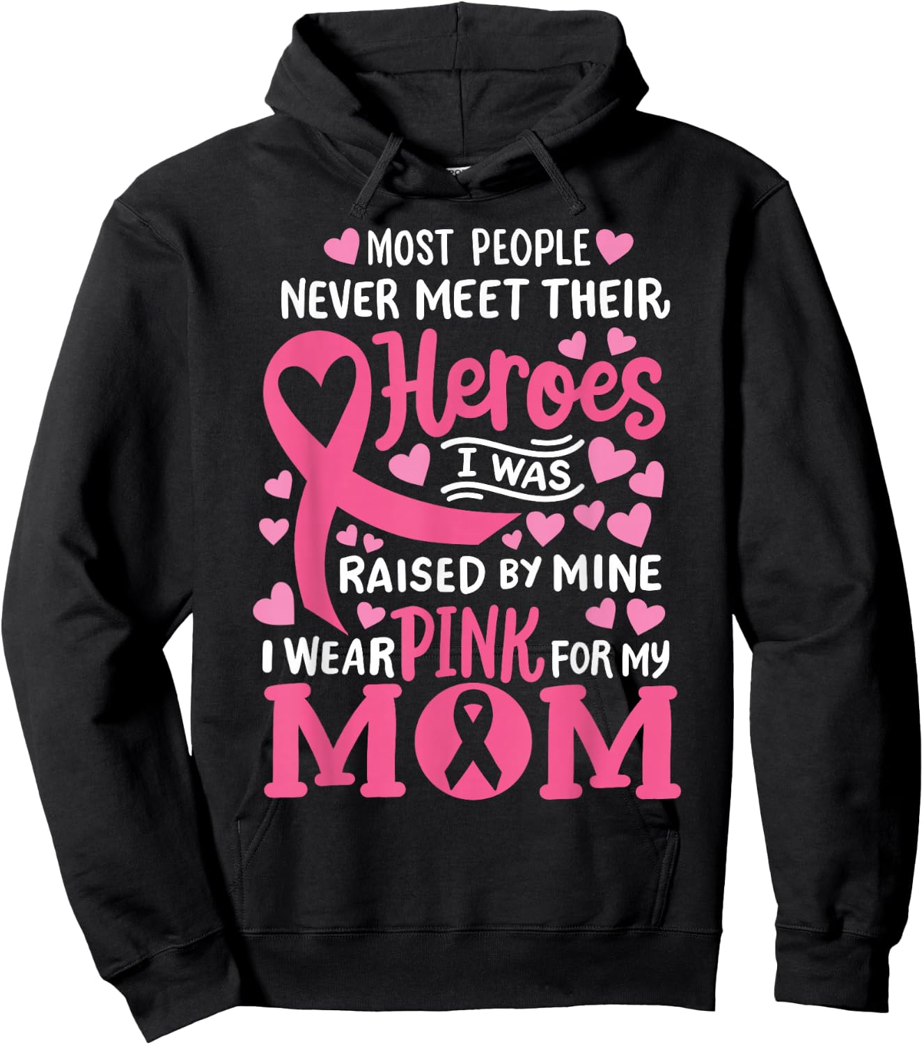 Breast Cancer Awareness Wear Pink For My Mom Support Kids Hoodie - Hoodie | Black
