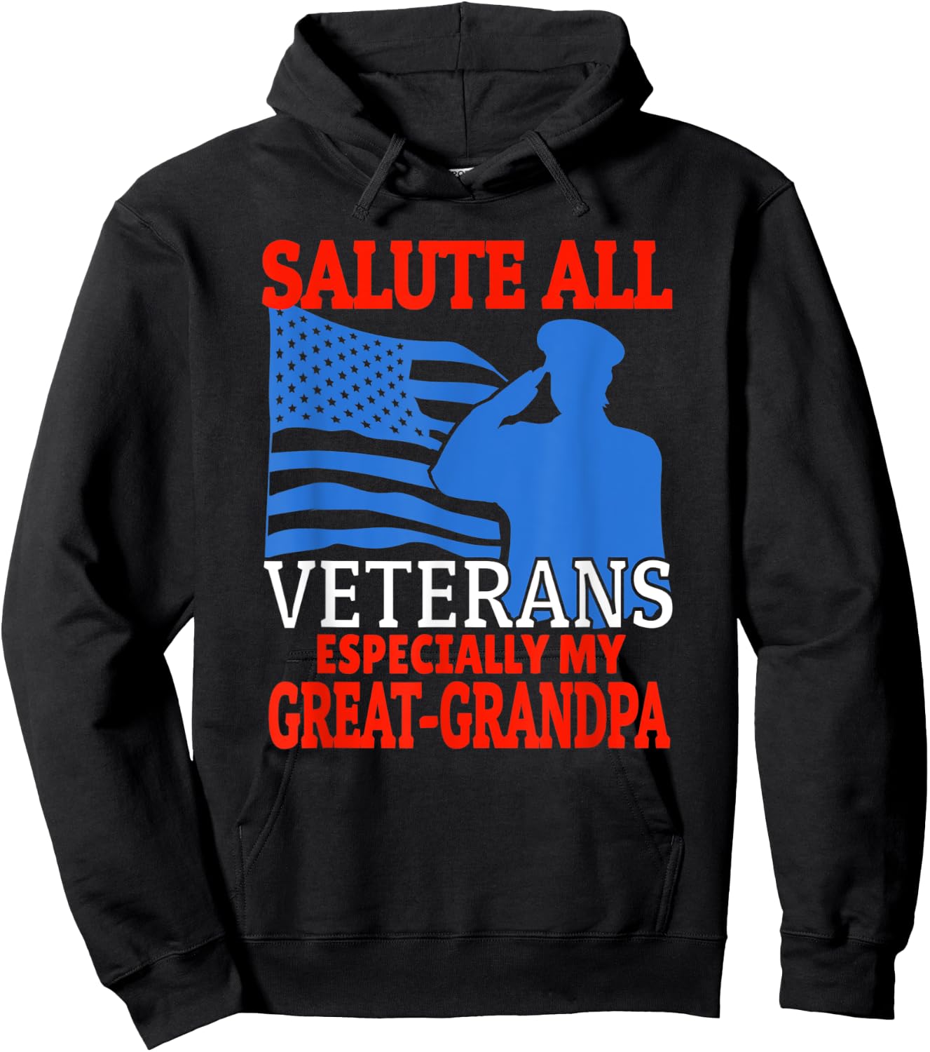 Veteran Granddaughter Grandson Support Great-Grandpa Hoodie - Hoodie | Black