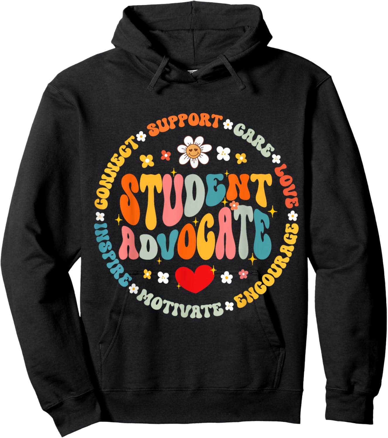Groovy Student Advocate Appreciation Back to School Hoodie - Hoodie | Black