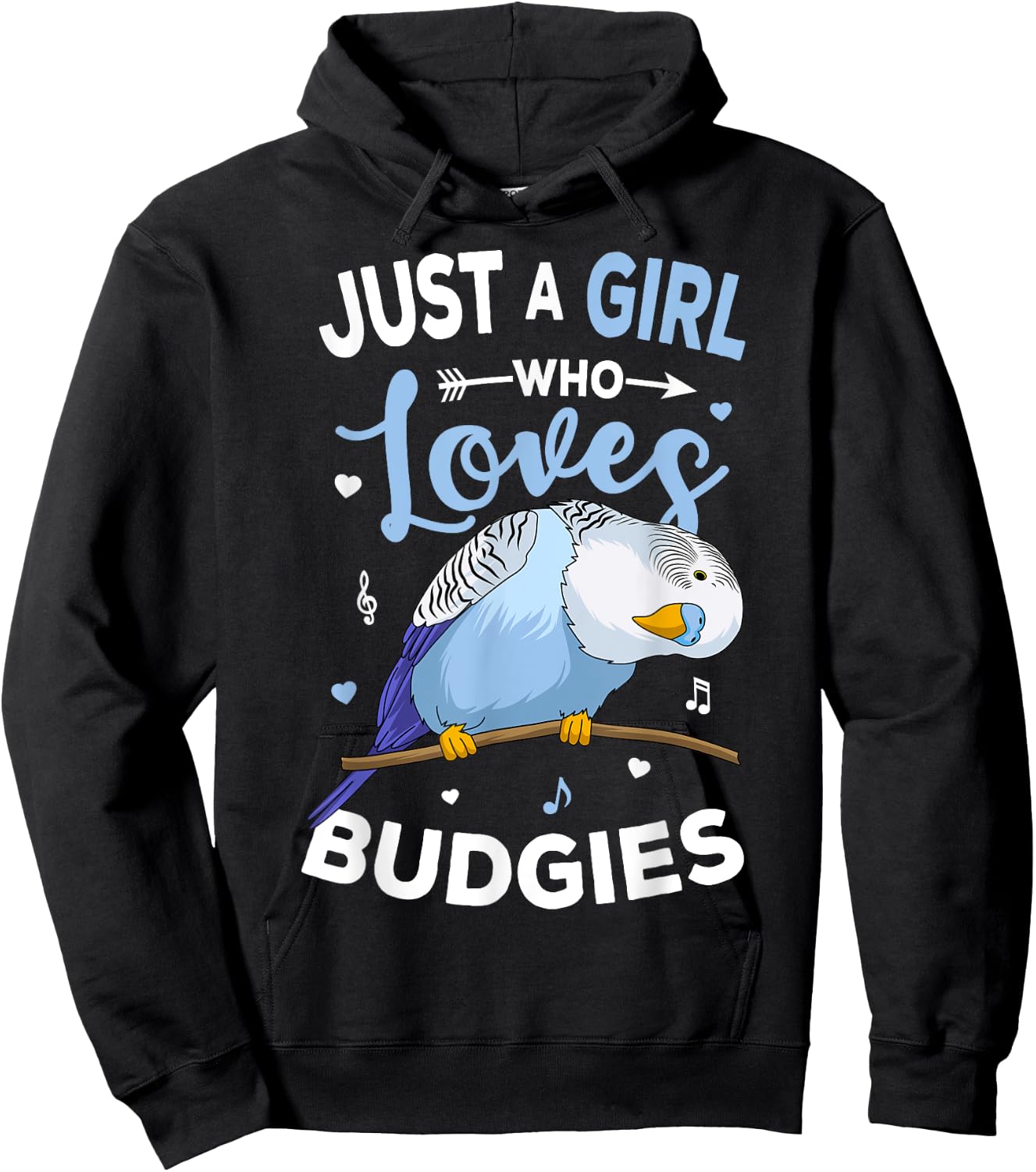 Just A Girl Who Loves Budgies Blue Parakeet Budgerigar Girls Hoodie - Hoodie | Black