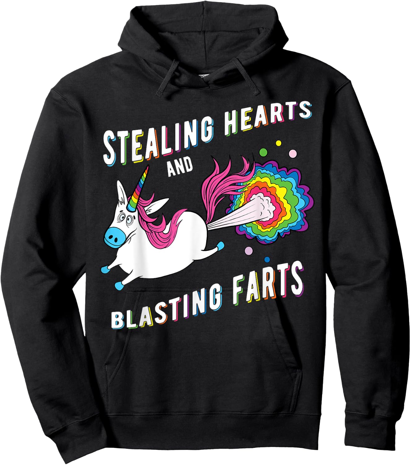 Stealing Hearts And Blasting Farts Unicorn Valentines Gift Hoodie - Hoodie | Black