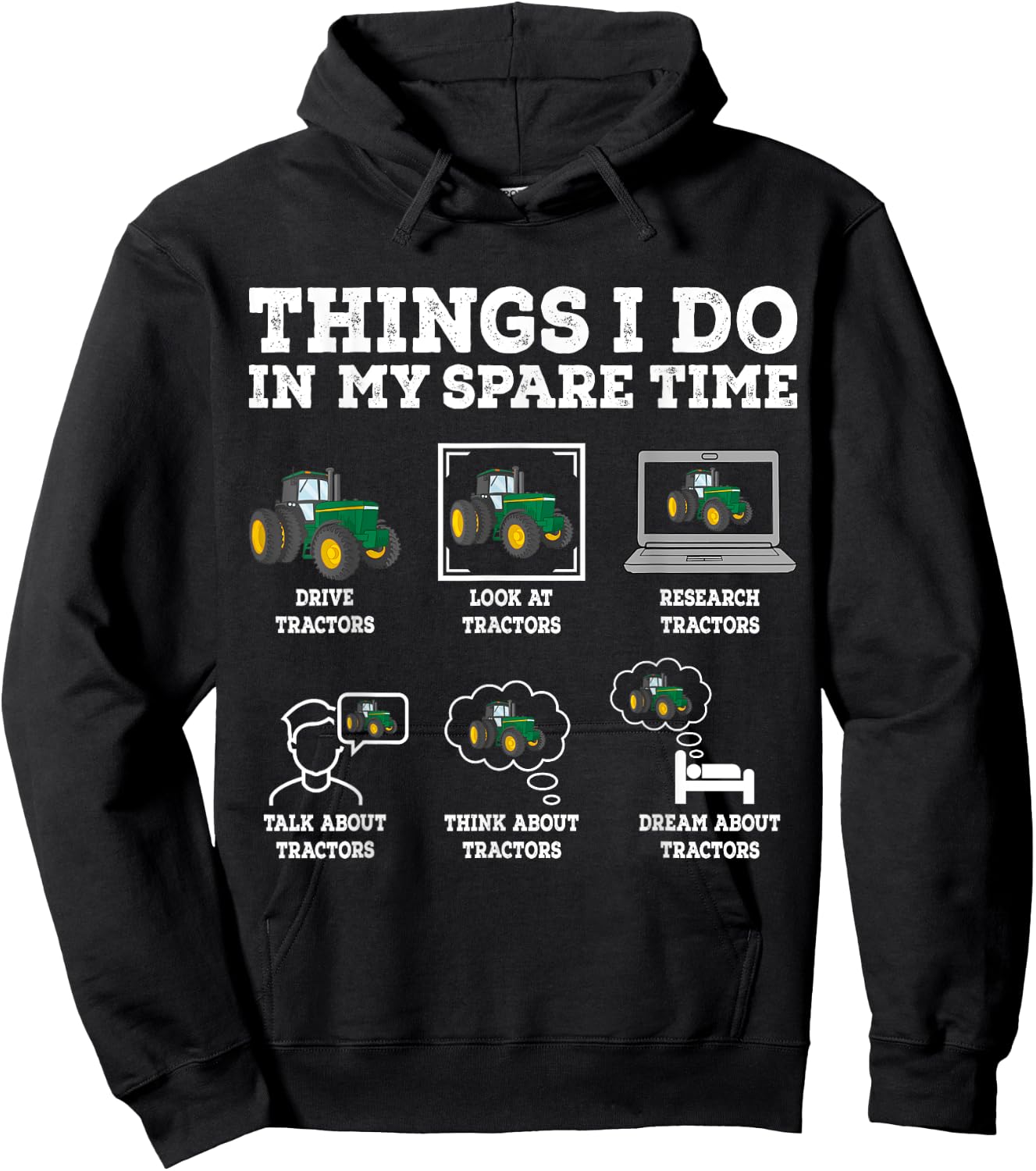 Things I Do In My Spare Time Tractor Funny Farmers Gift Hoodie - Hoodie | Black