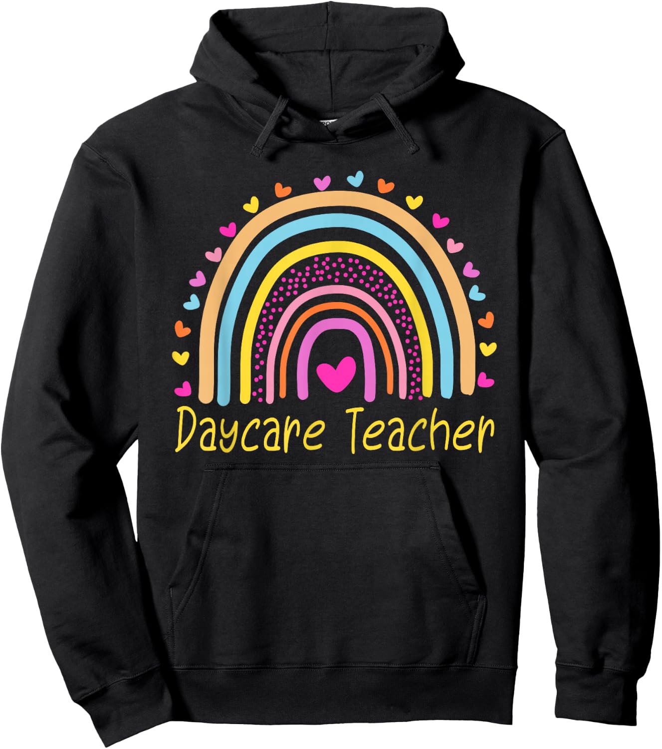Childcare Daycare Teacher Provider Rainbow Hoodie - Hoodie | Black