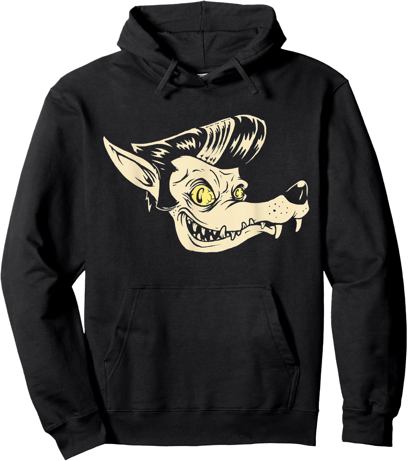 Horror Art - Rockabilly Wolf - Psychobilly Punk Art Hoodie - Hoodie | Black