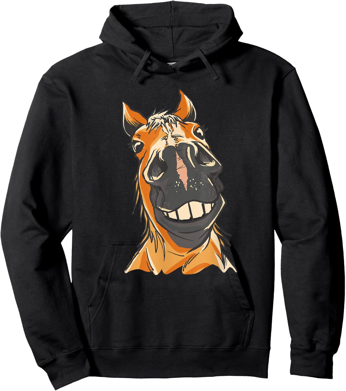 FUNNY HORSE Silly Horses Close Up Grin Teeth Meme Hoodie - Hoodie | Black