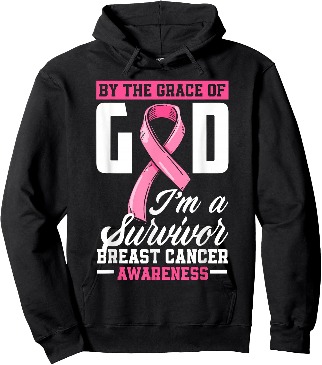 By The Grace God I'm A Survivor Breast Cancer Survivor Hoodie - Hoodie | Black