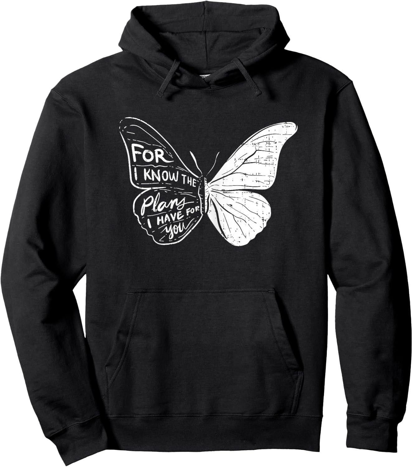 Butterfly I Know The Plans Verse Bible Jesus Christian Gift Hoodie - Hoodie | Black