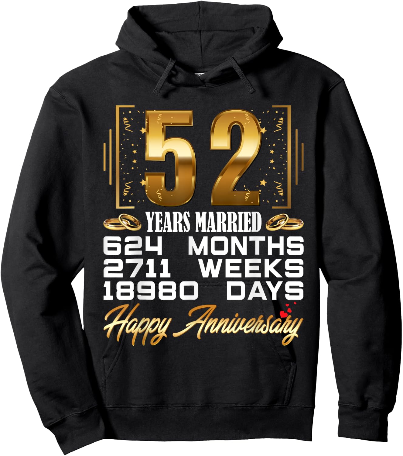 52 Years Married - Funny 52nd Wedding Anniversary Hoodie - Hoodie | Black