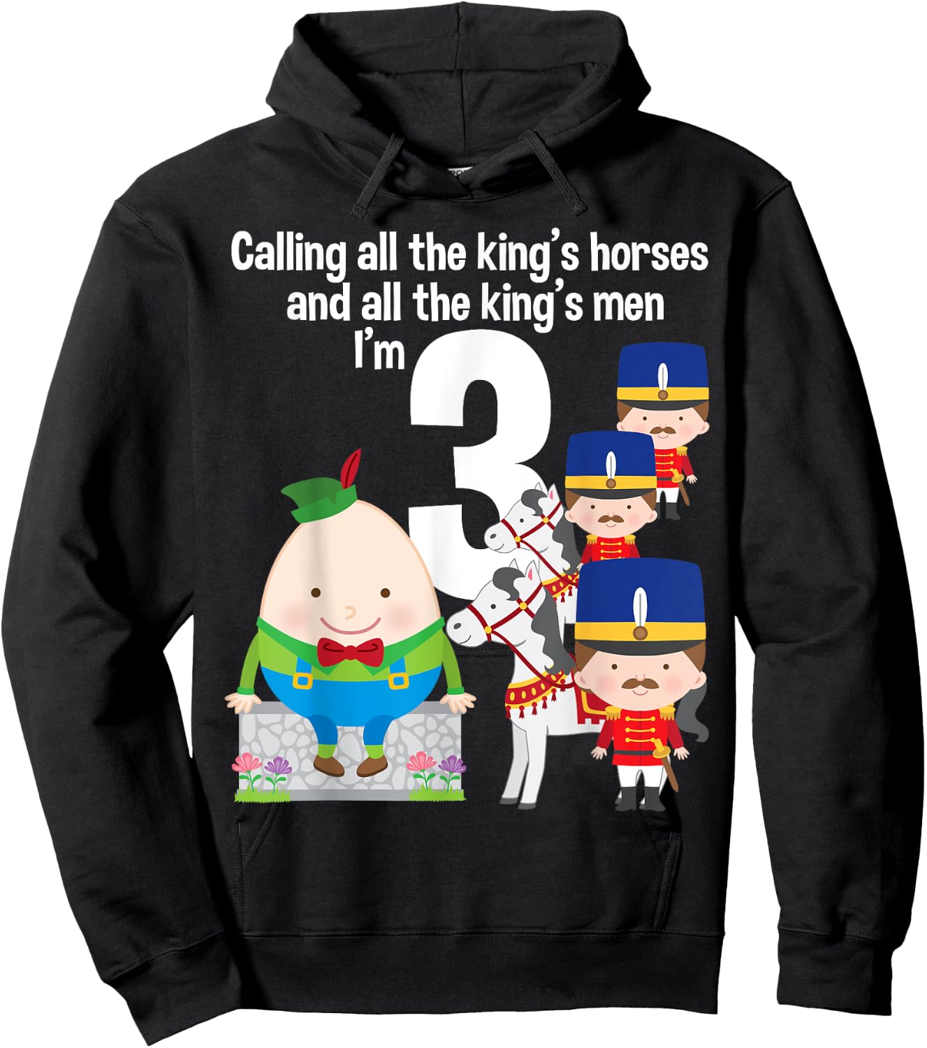 Toddler Kids Humpty Dumpty 3rd Birthday Party Nursery Song Hoodie - Hoodie | Black