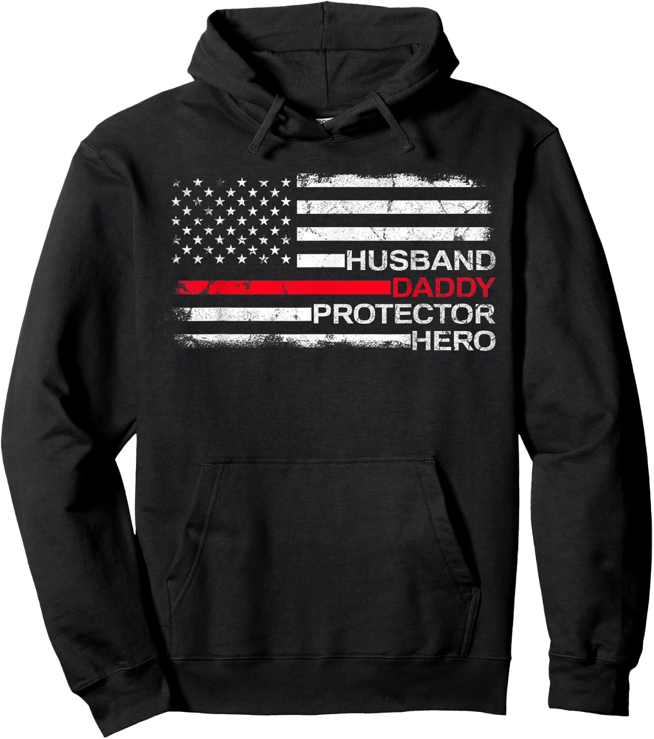Husband Daddy Protector Hero Father Dad Firefighter Fireman Hoodie - Hoodie | Black