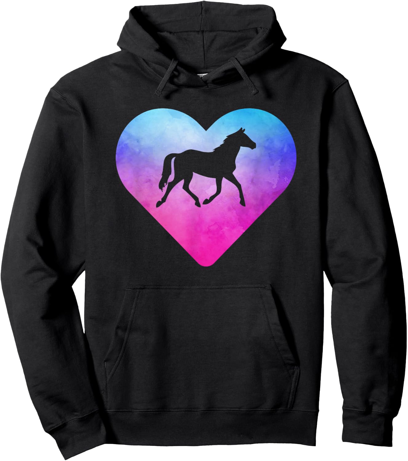 Women or Girls Horse Hoodie - Hoodie | Black