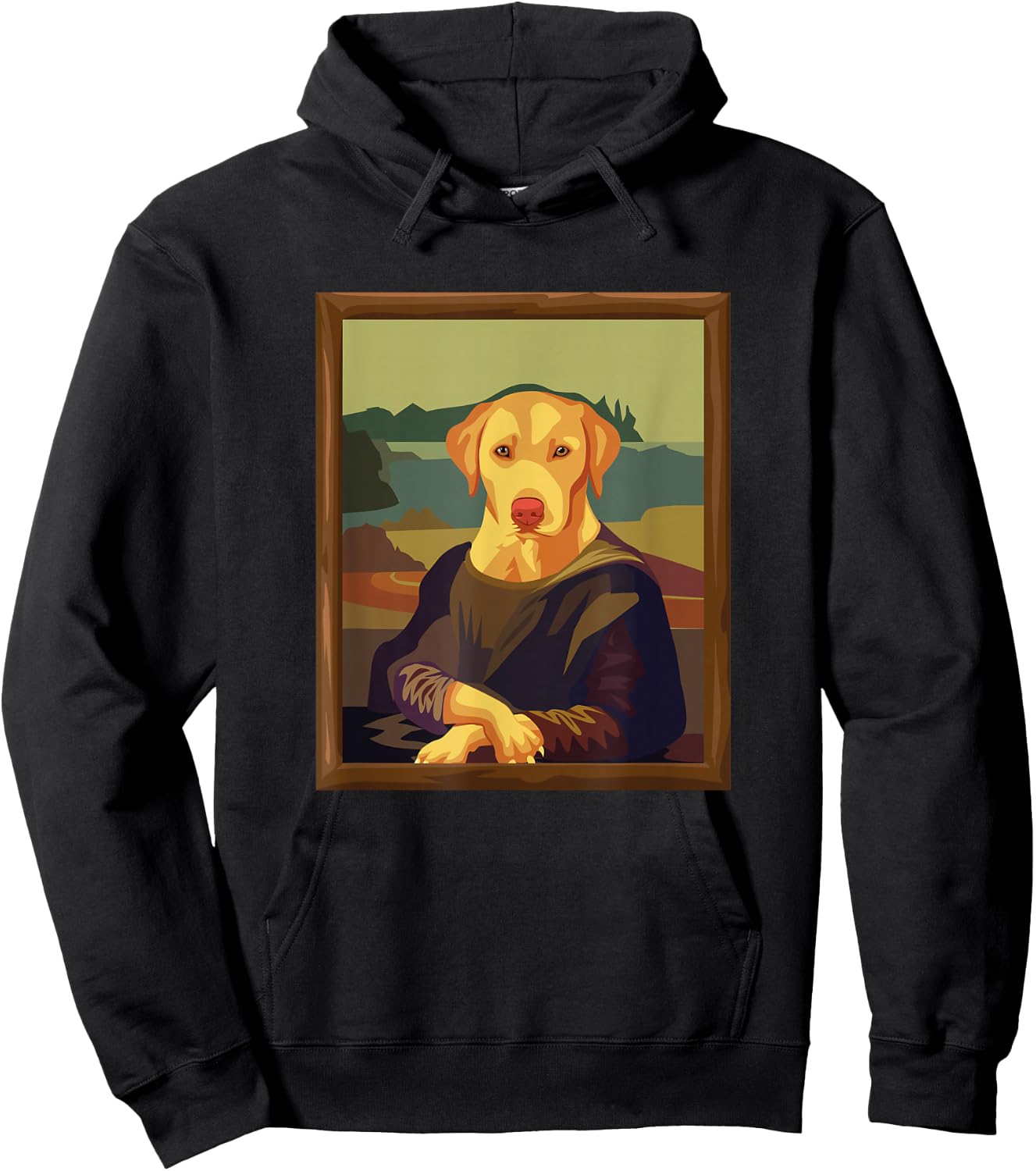 Funny Mona Lisa Yellow Lab Dog Art Parody Hoodie - Hoodie | Black