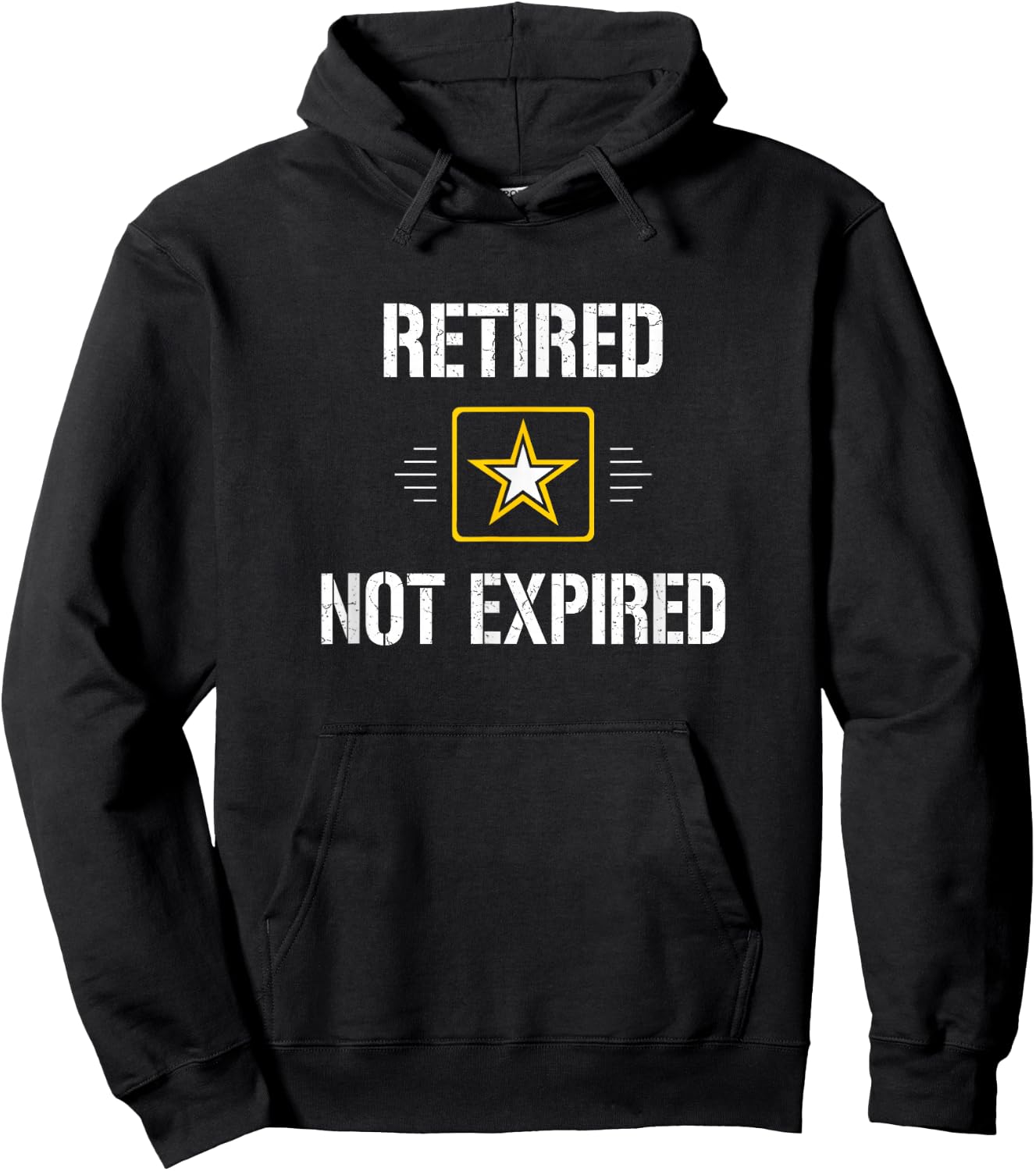 Retired - Not Expired - Army Military - Vintage Style Hoodie - Hoodie | Black