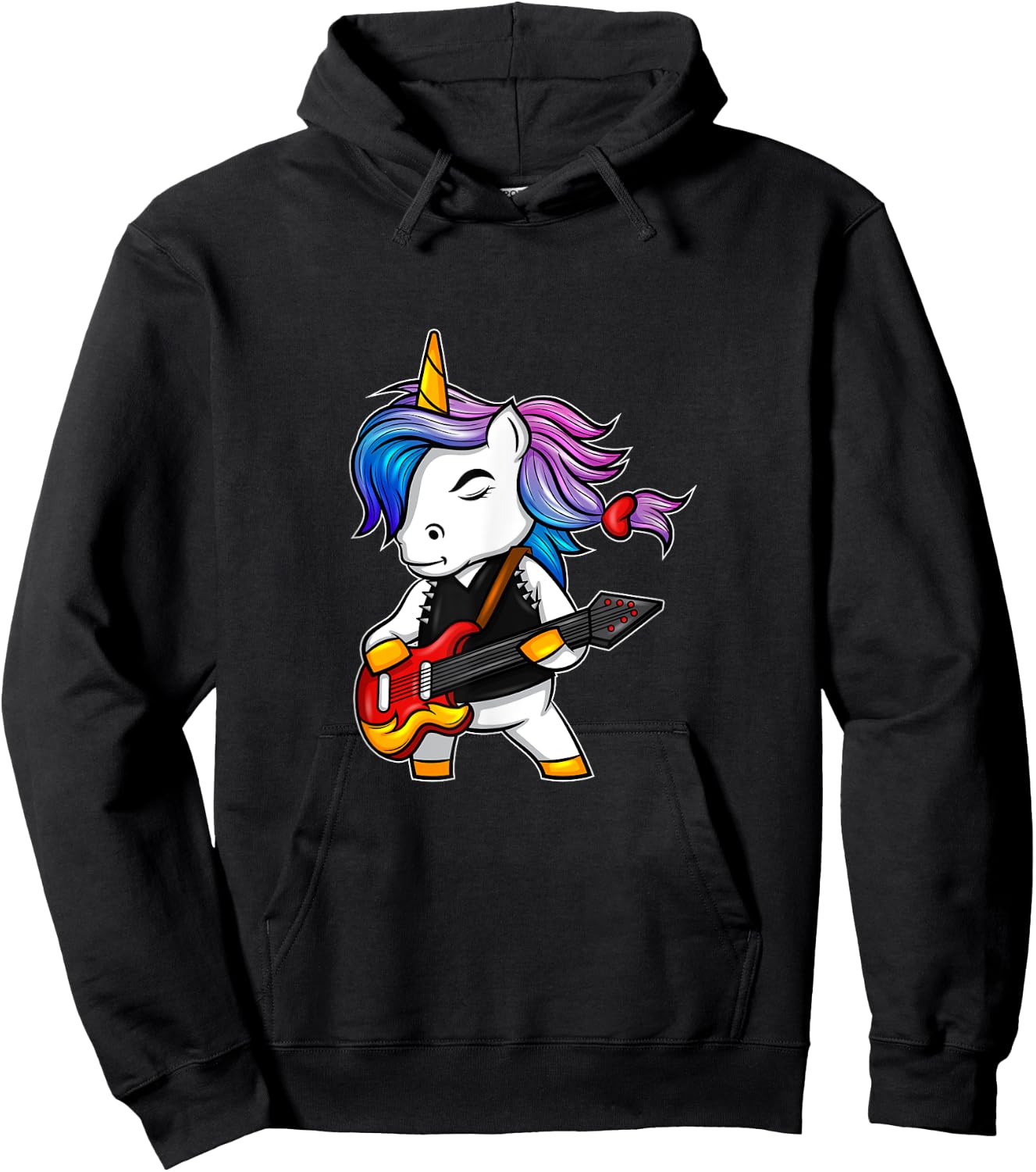 Cool rock and roll unicorn with guitar for rock fans Hoodie - Hoodie | Black