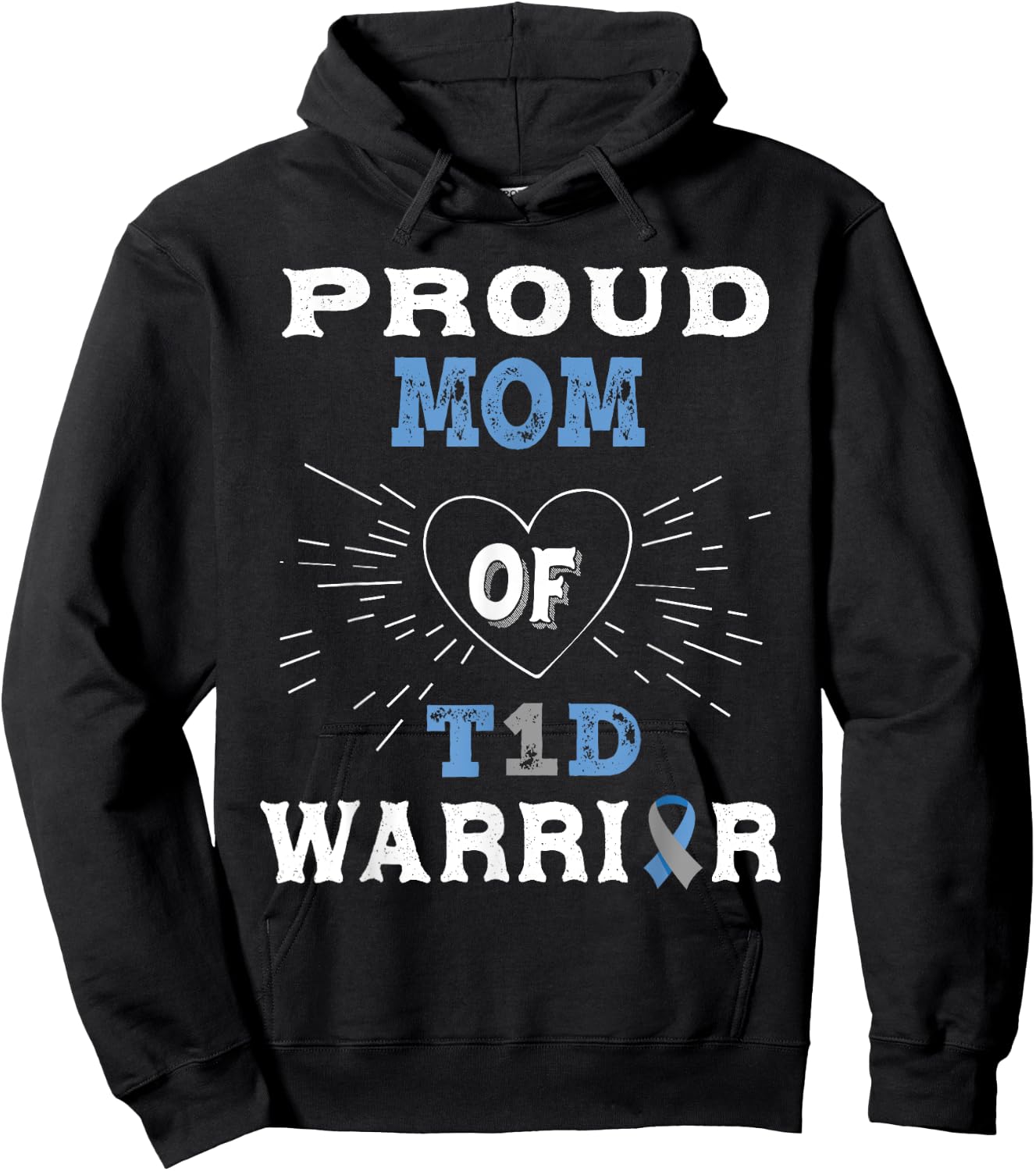 T1D Proud Mom Diabetes Awareness Type 1 Insulin Pancreas Hoodie - Hoodie | Black