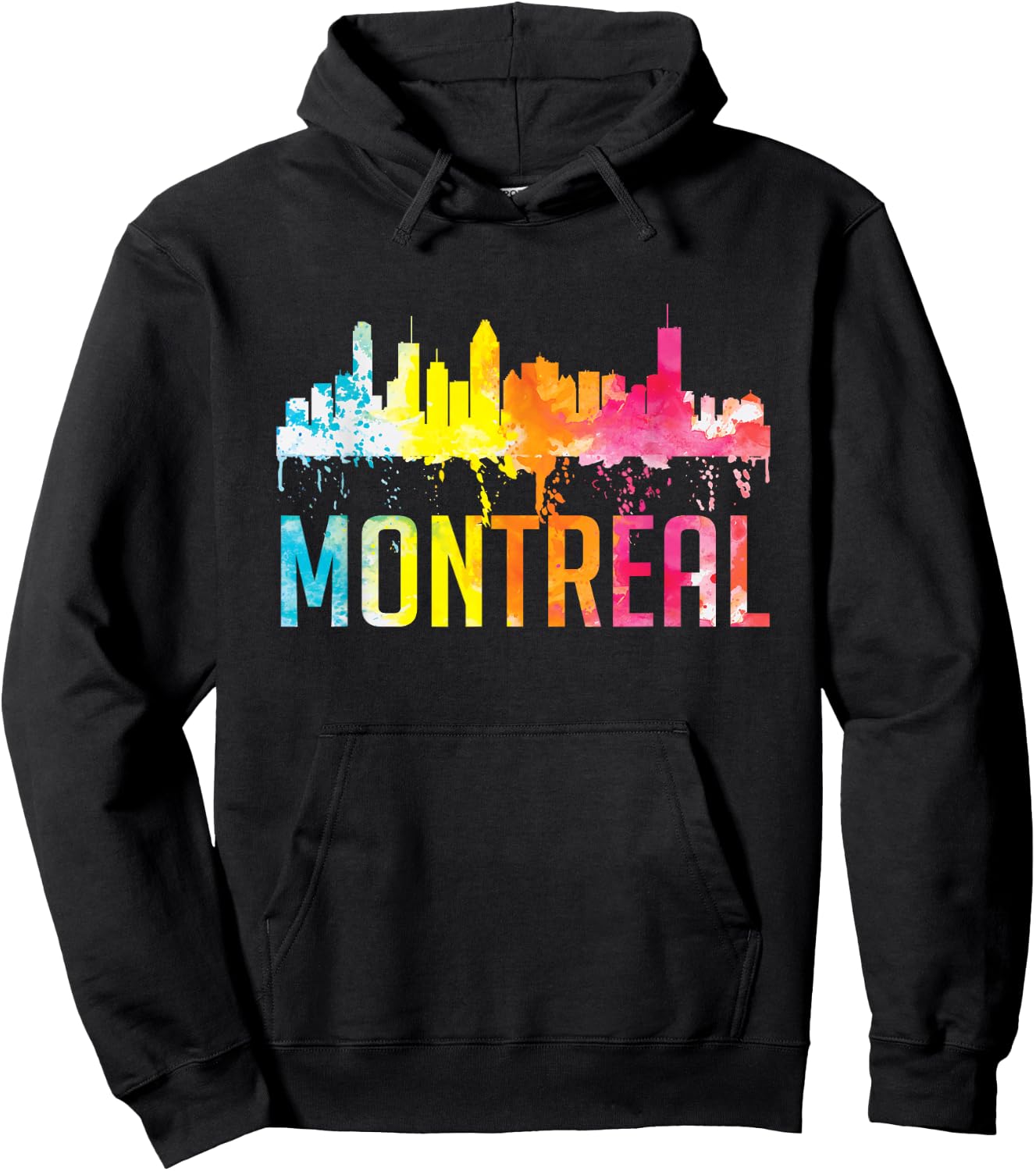 Montreal Canada Watercolor Skyline Home City Souvenir Art Hoodie - Hoodie | Black