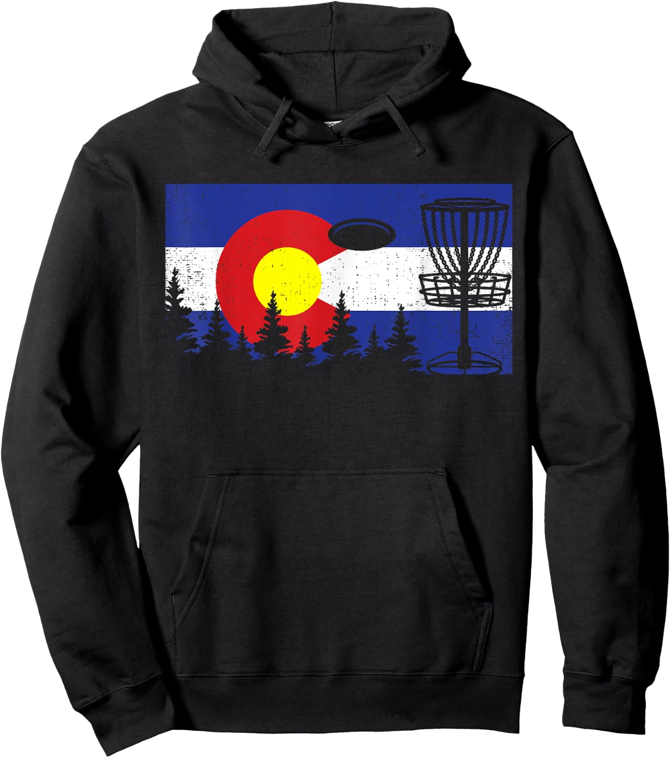 Colorado Flag Disc Golf Gift Disk Frisbees Golfer Golfing Hoodie - Hoodie | Black