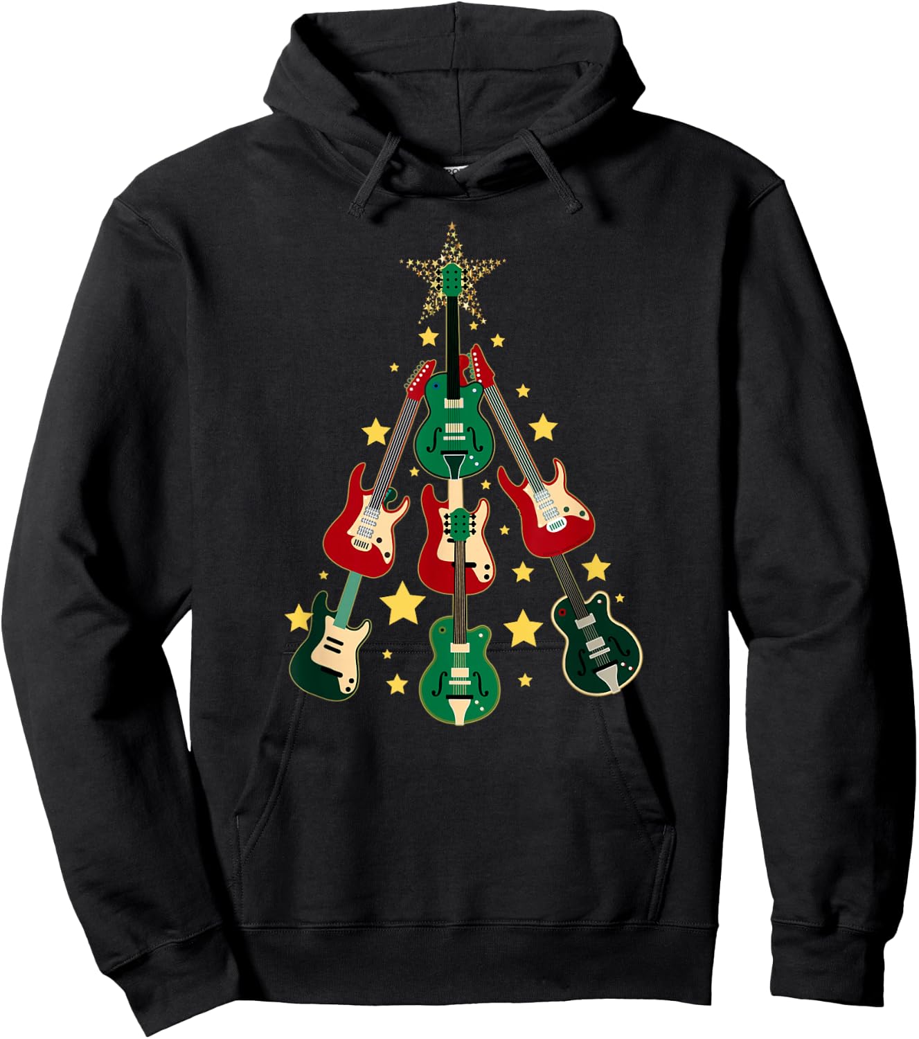 Cool Guitar Christmas Tree Guitar Lovers Christmas Tree Hoodie - Hoodie | Black