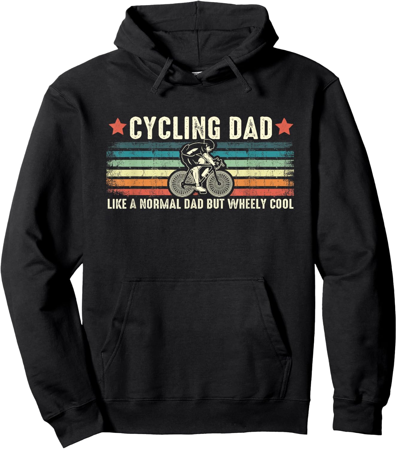 Cycling Dad Wheely Cool Funny Vintage Bike Rider Cyclist Pun Hoodie - Hoodie | Black