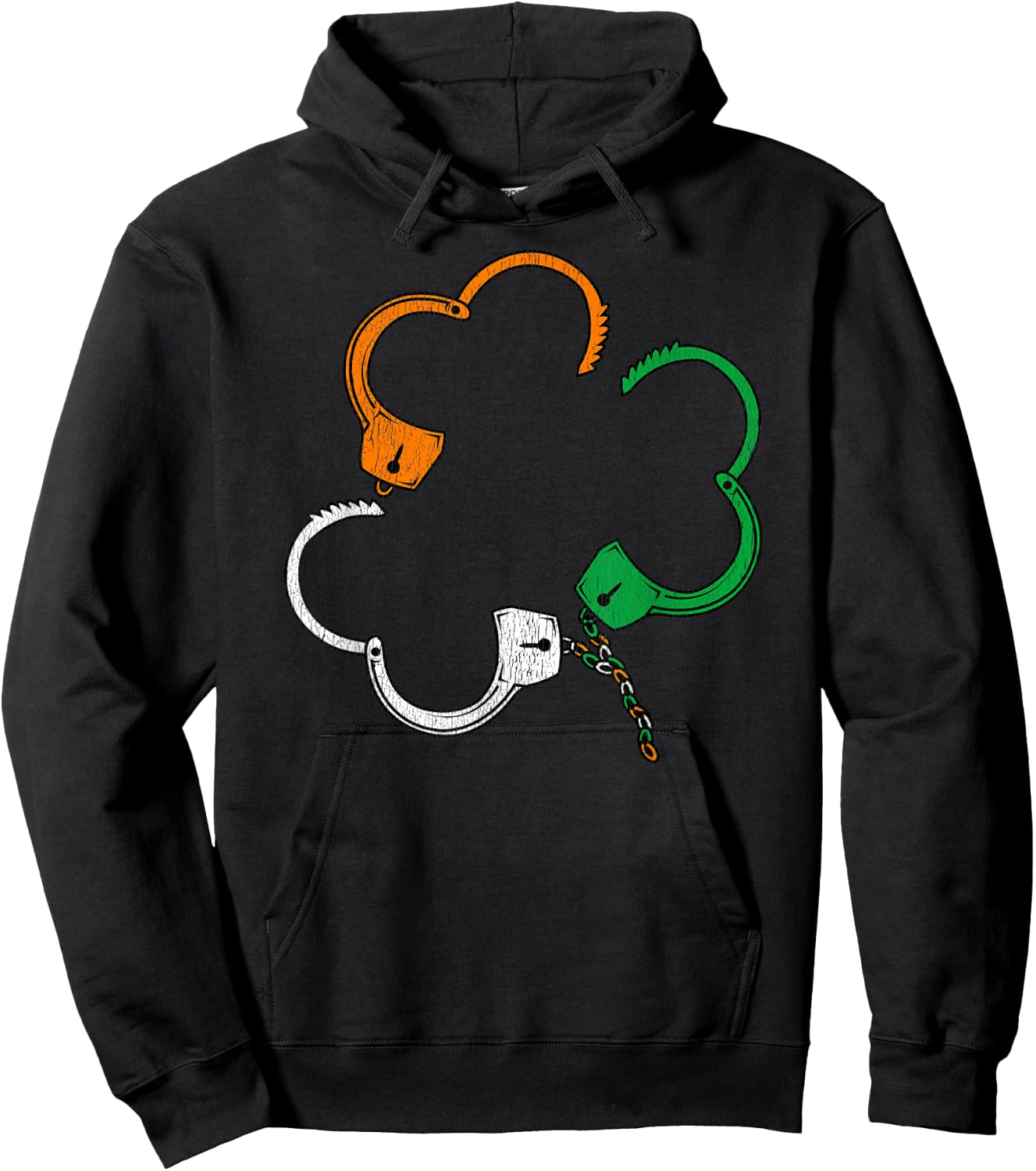 Shamrock Irish Handcuffs St. Patrick's Day 2020 Police Gift Hoodie - Hoodie | Black