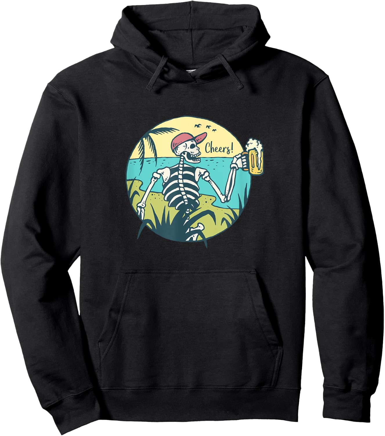 Skeleton On An Island Drinking Mug of Beer Hoodie - Hoodie | Black