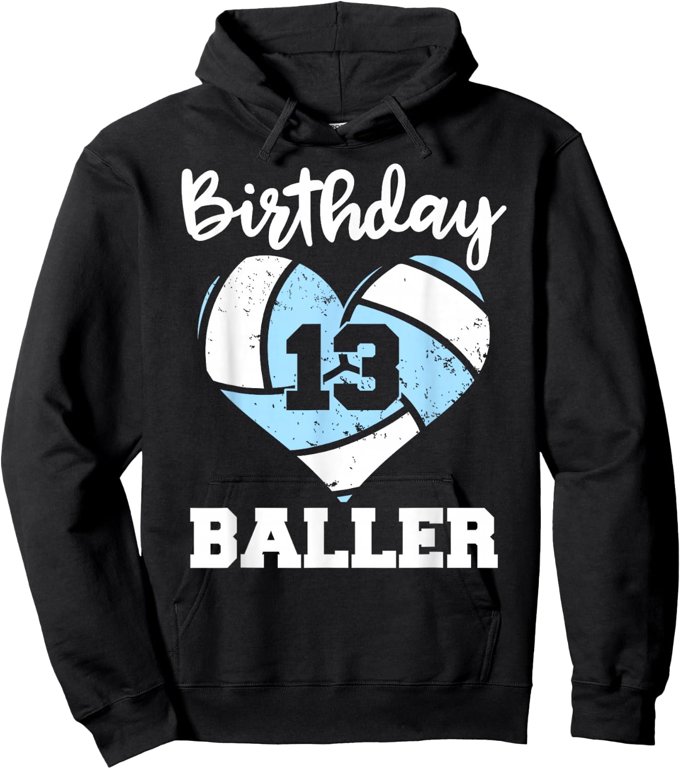 13th Birthday Baller Funny 13 Year Old Volleyball Hoodie - Hoodie | Black