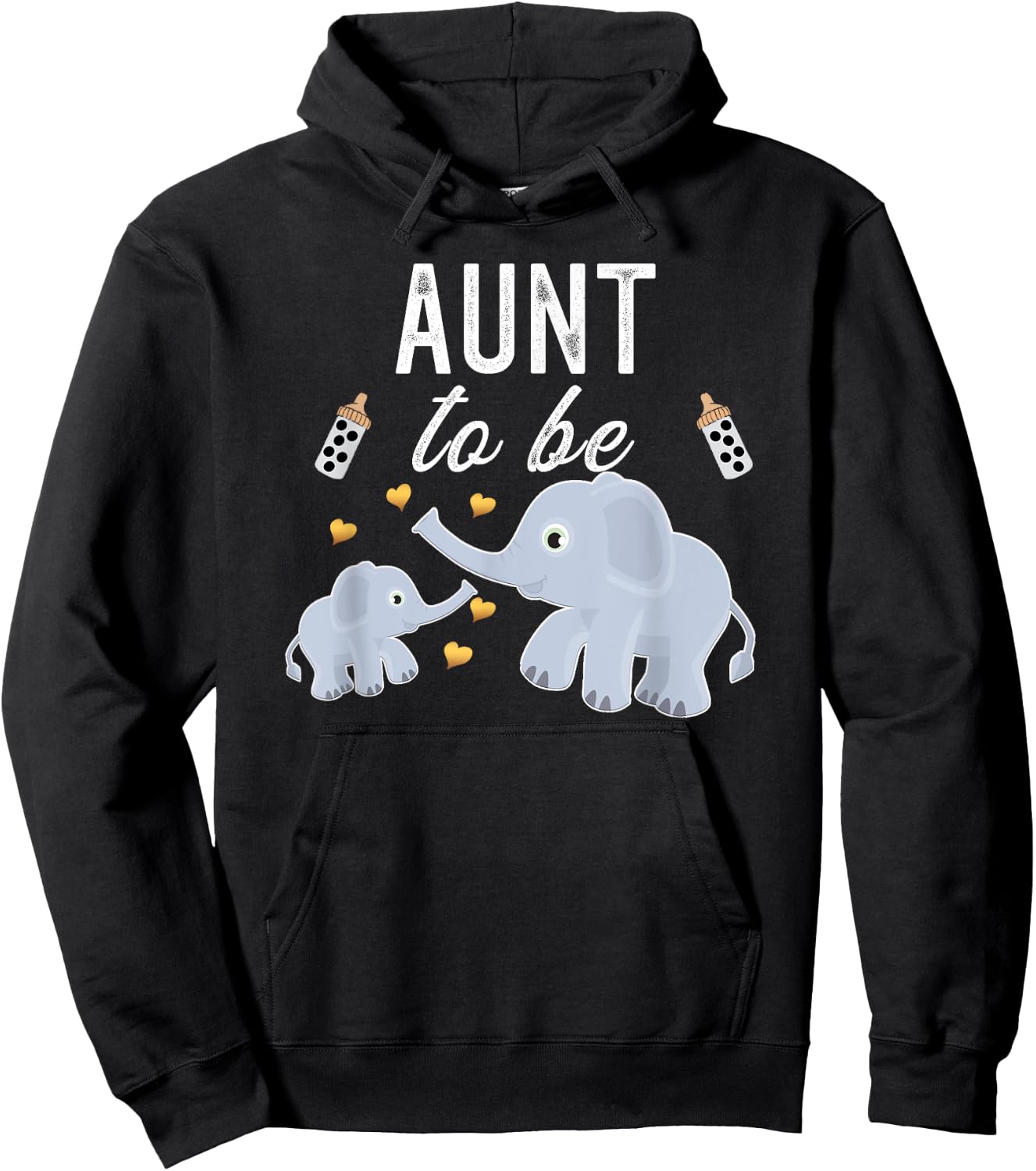 Aunt To Be Elephant Baby Shower Aunt Hoodie - Hoodie | Black
