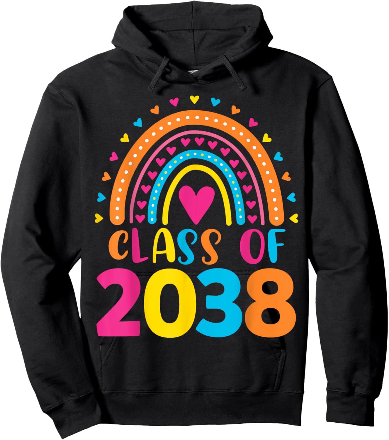 Kindergarten Class of 2038 First Day School Rainbow Girls Hoodie - Hoodie | Black