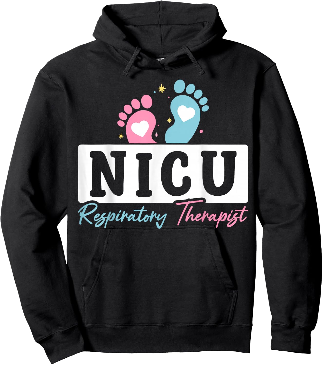 Cute NICU Respiratory Therapist Appreciation Heart Hoodie - Hoodie | Black