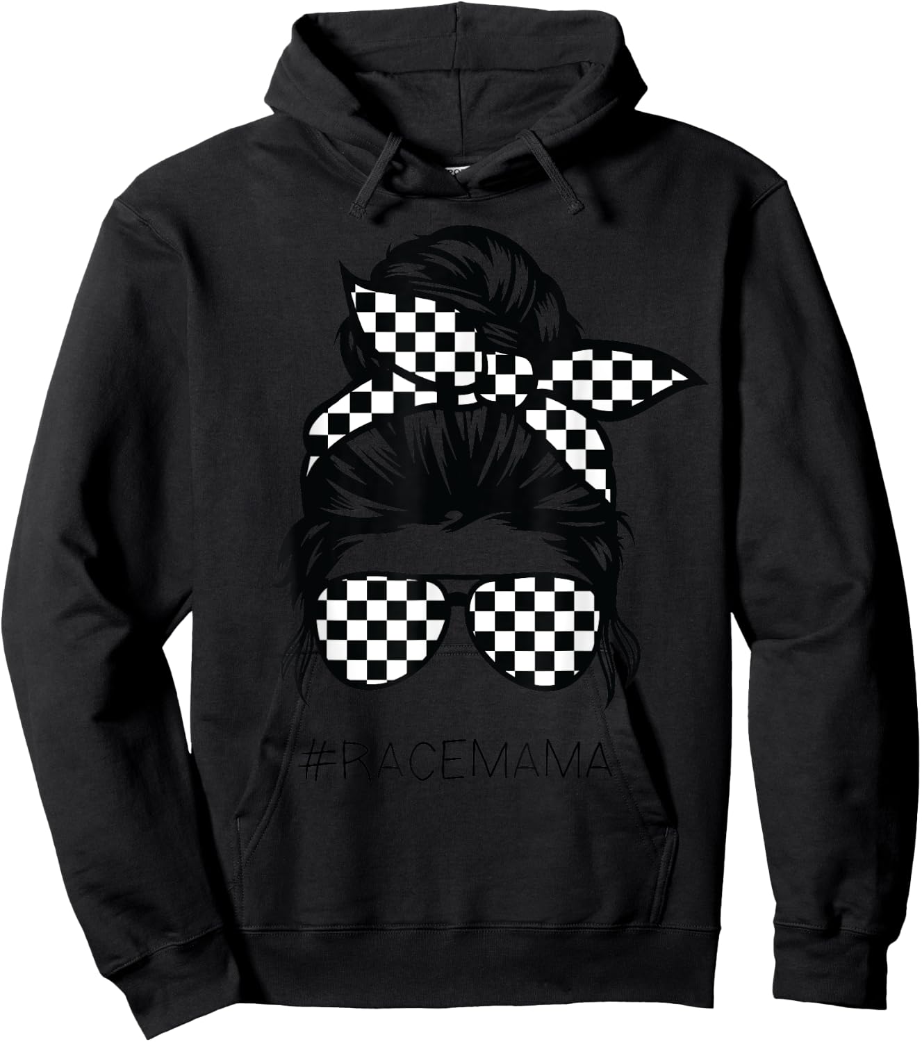 Racing mom Messy Bun Racer Race Mother's Day Hoodie - Hoodie | Black