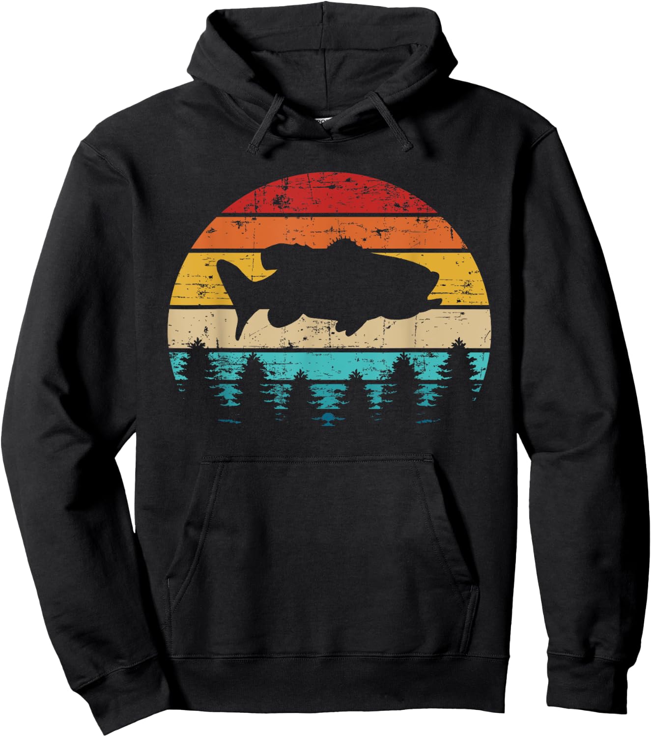 Bass Fishing fish vintage retro Hoodie - Hoodie | Black