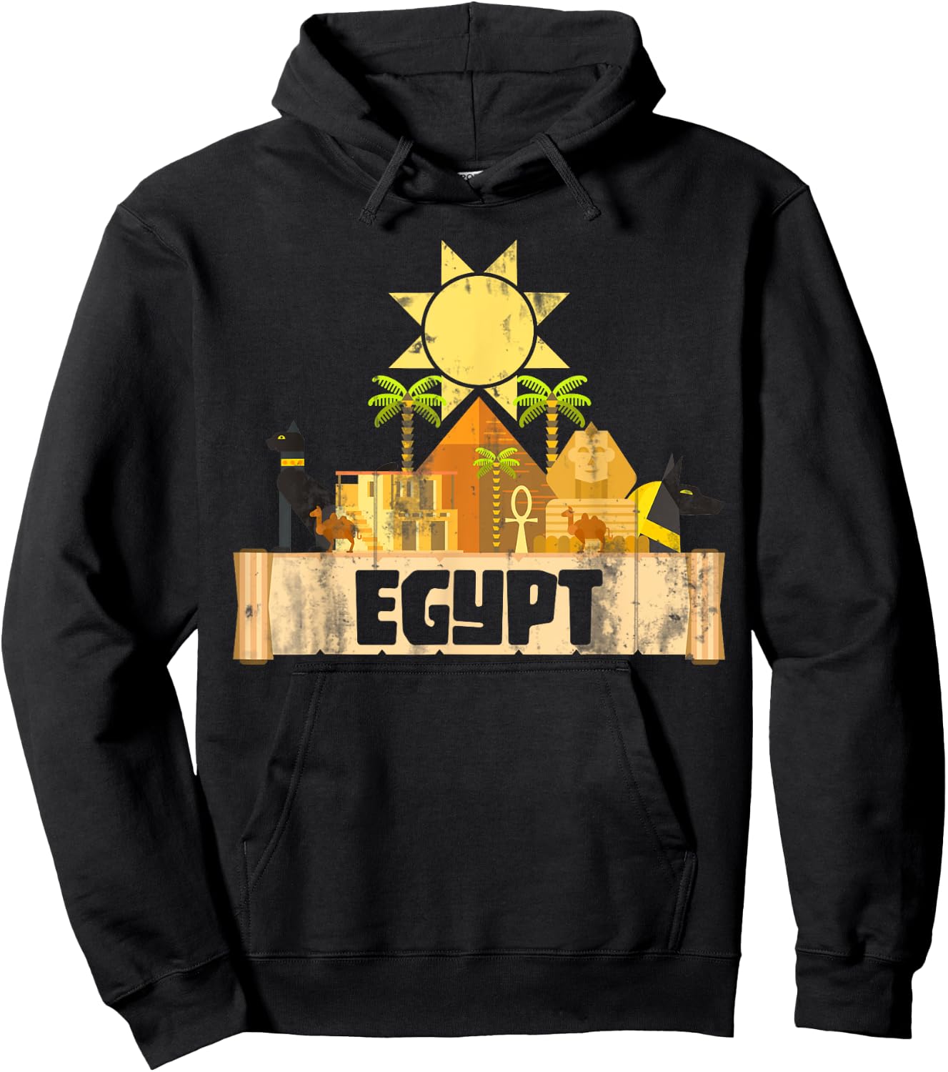 Egypt Egyptian Pyramids Gift Egypt Black Small Classic Fit Short Sleeve Graphic Hoodie - Hoodie | Black