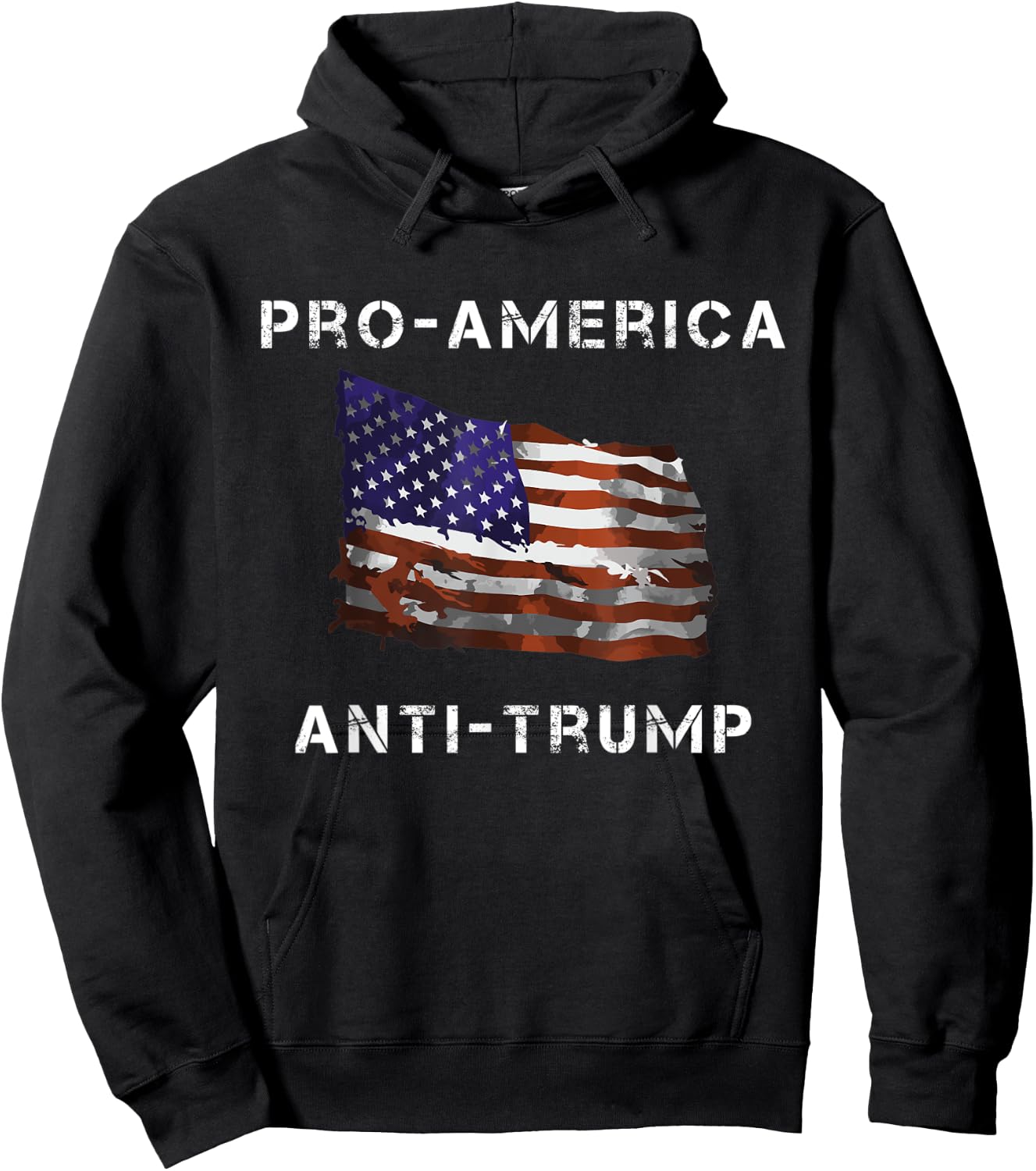 Pro-America Anti-Trump American USA Flag Men Hoodie - Hoodie | Black