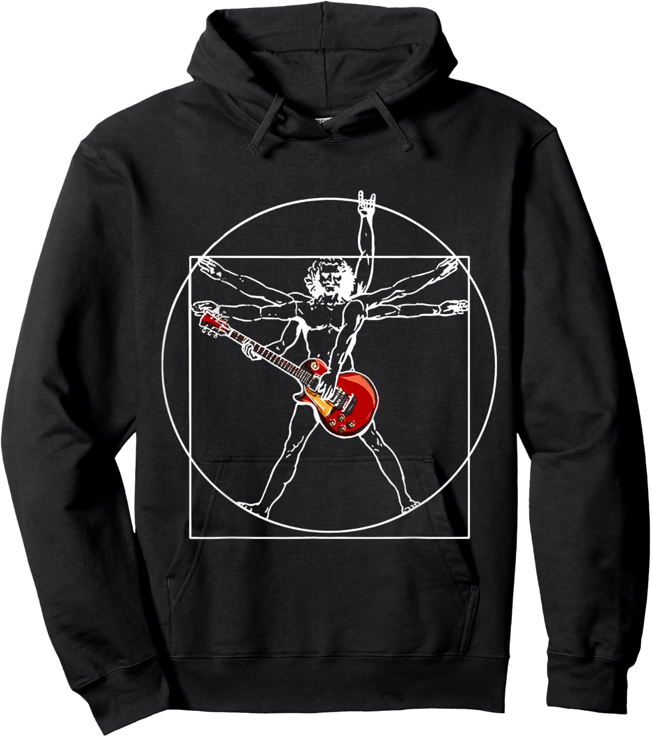 Electric guitar guitarist as Vitruvian man Hoodie - Hoodie | Black