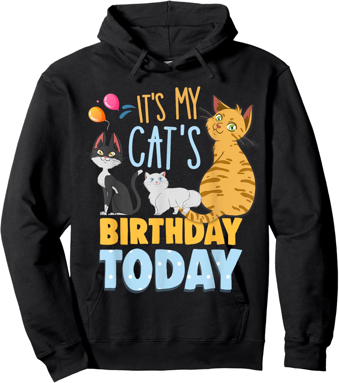 Its My Cats Birthday Today Is My Cats Birthday Cat Mom Men Women Kids Hoodie - Hoodie | Black