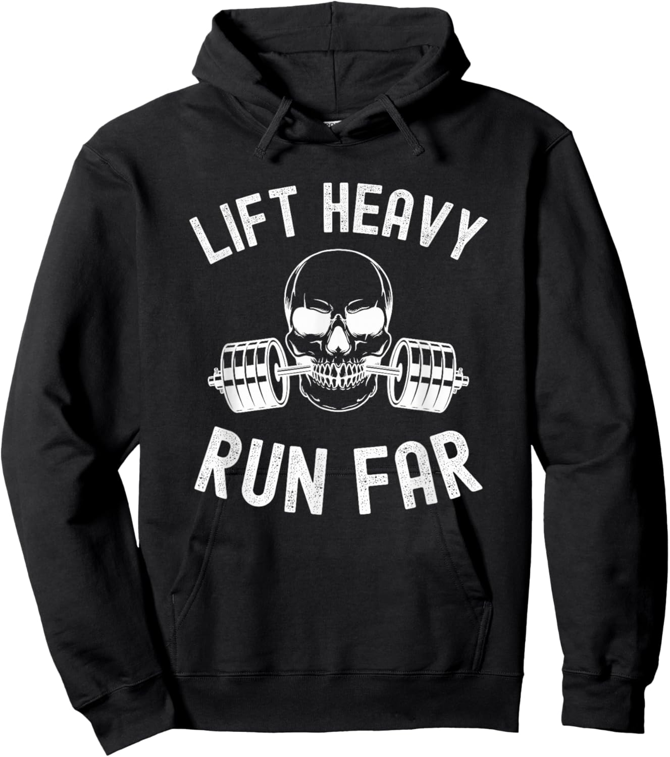 Lift heavy Run Far Weightlifter funny gym skeleton Hoodie - Hoodie | Black