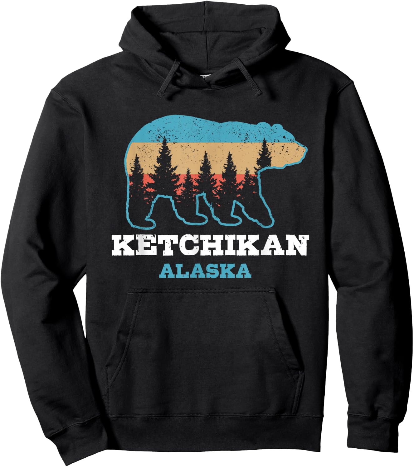 Ketchikan Alaska Vintage Grizzly Bear Nature Souvenir Gift Hoodie - Hoodie | Black