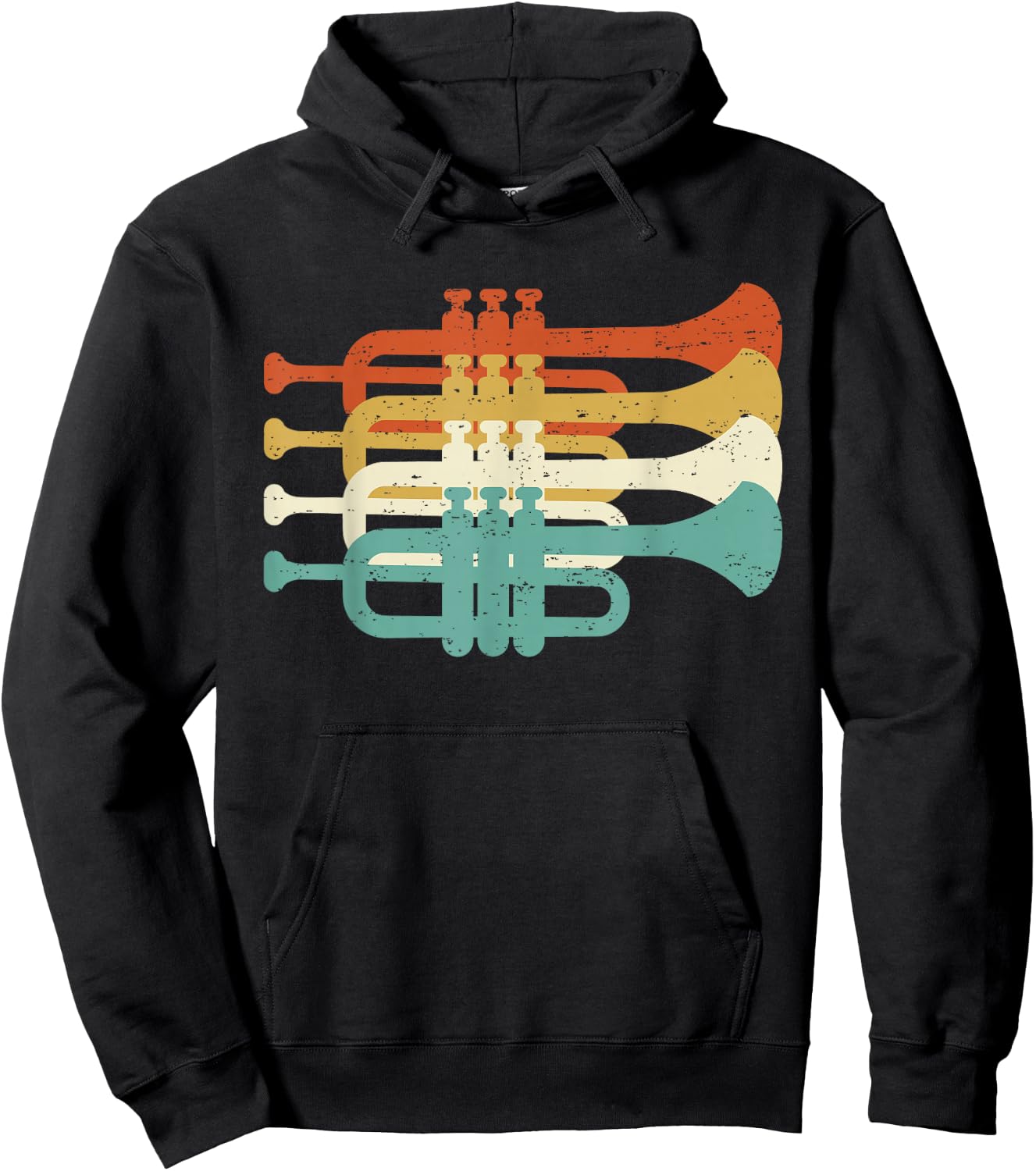 Vintage Marching Band Trumpet Player Retro Design Trumpeter Hoodie - Hoodie | Black
