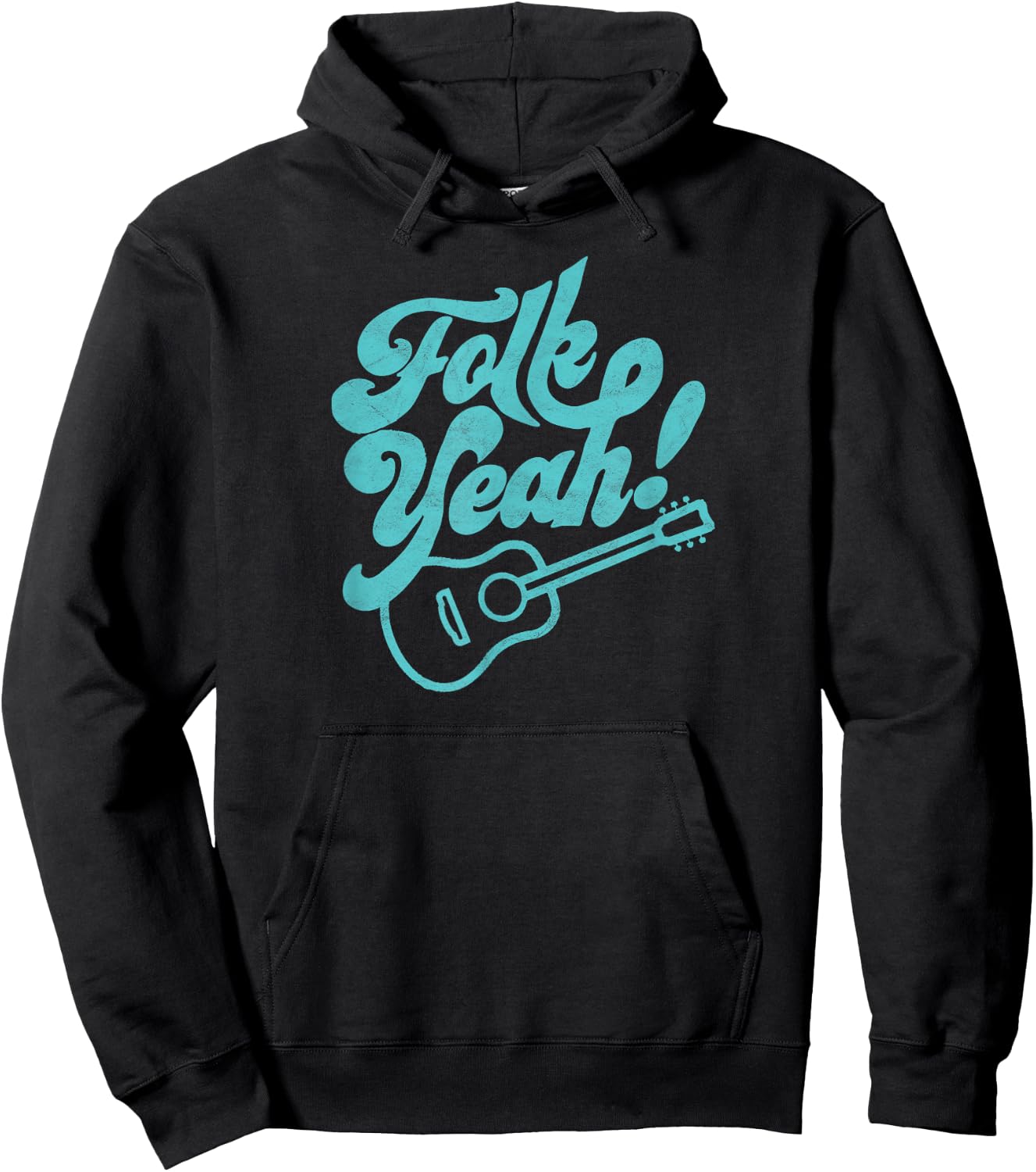 Folk Yeah! Funny Guitar Minimalist Music Retro Graphic Hoodie - Hoodie | Black