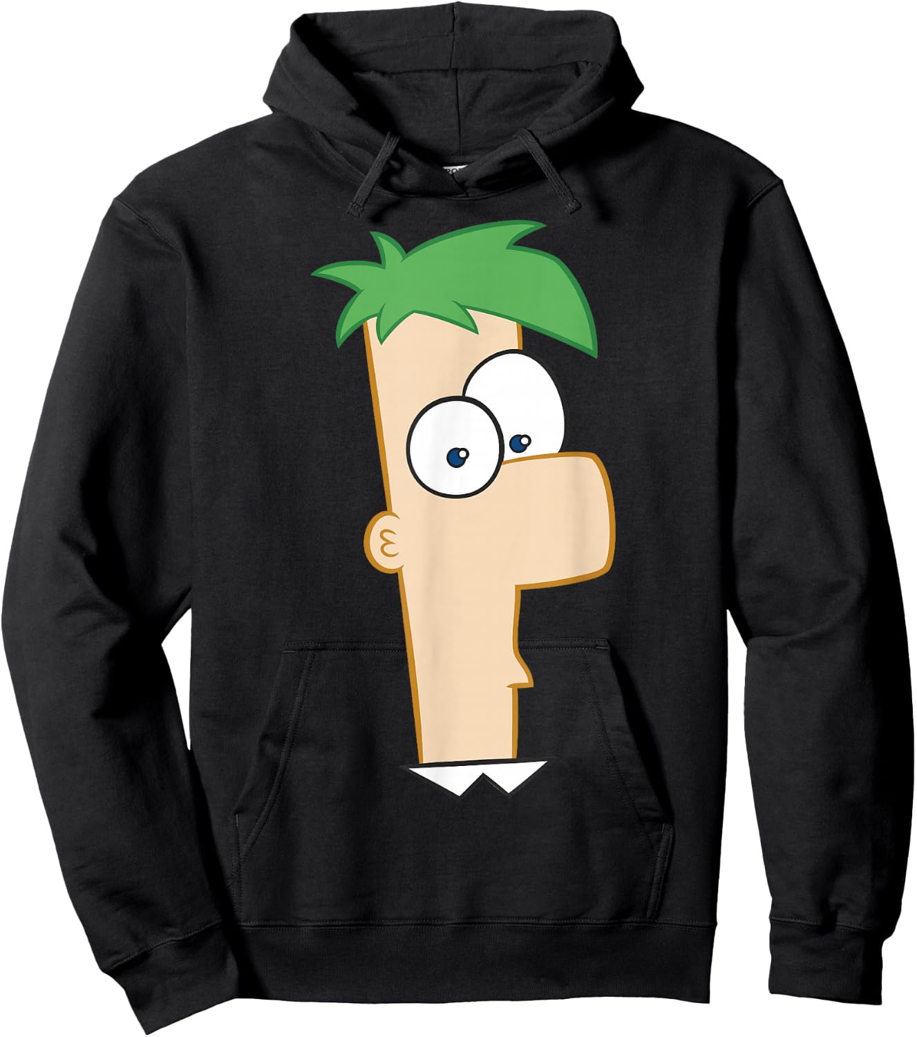 Disney Phineas And Ferb Large Ferb Face Hoodie - Hoodie | Black
