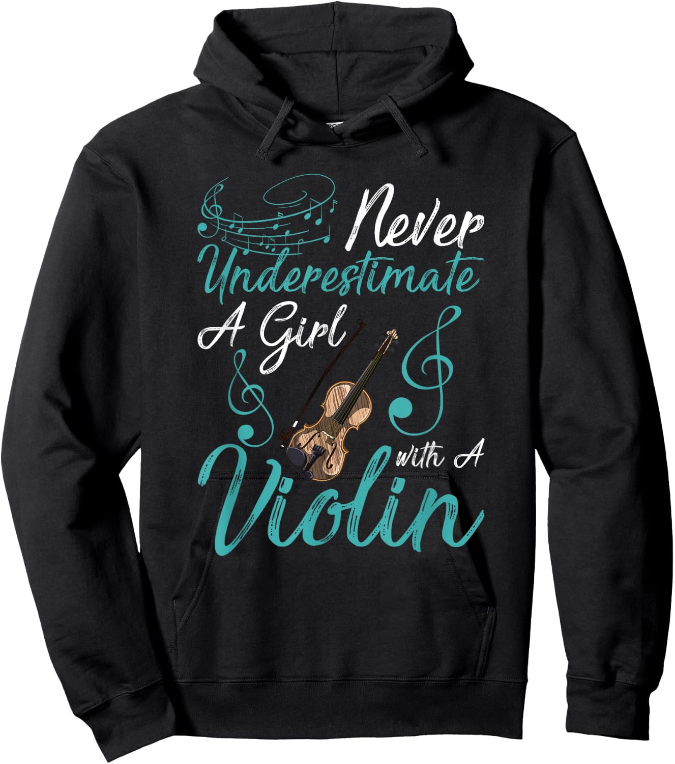 Funny Never Underestimate A Girl With A Violin Hoodie - Hoodie | Black