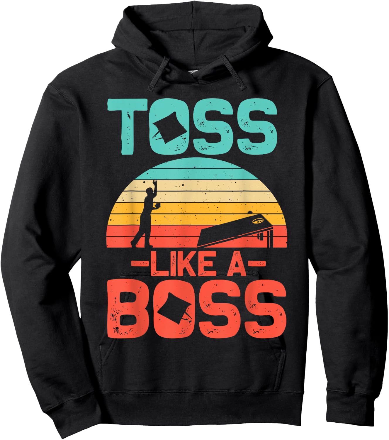 Funny Cornhole Gift Men Women Cool Cornhole Toss Like A Boss Hoodie - Hoodie | Black