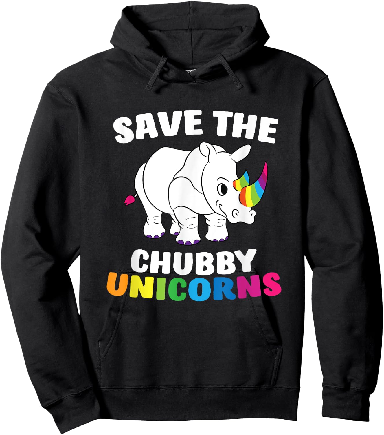 Save The Chubby Unicorns Funny Unicorn Rhino Hoodie - Hoodie | Black