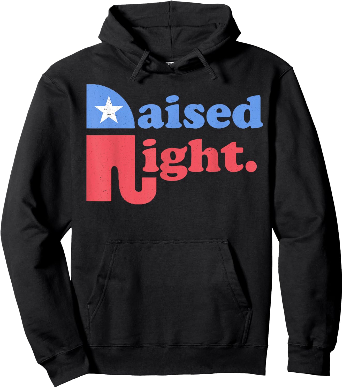 Raised Right Republican Elephant Retro Style Distressed Gift Hoodie - Hoodie | Black