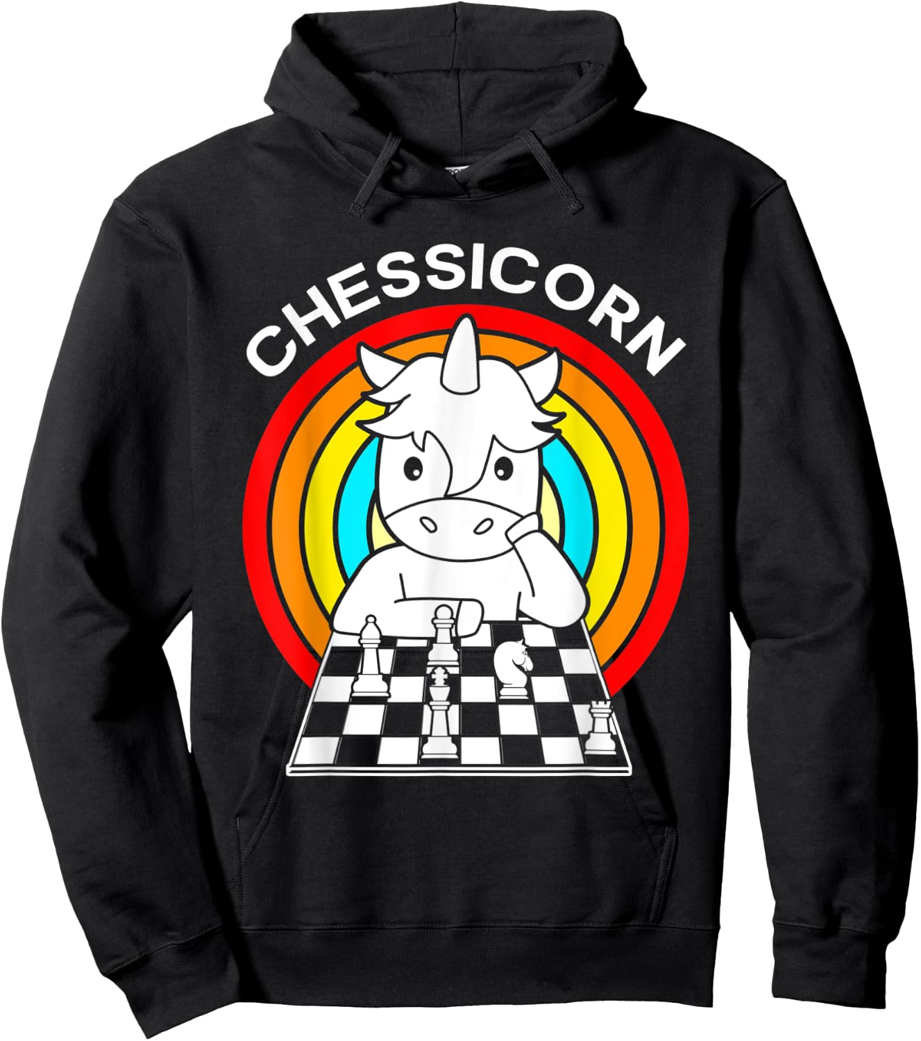 Funny Chess Players Rainbow Unicorn Chess Chessicorn Hoodie - Hoodie | Black