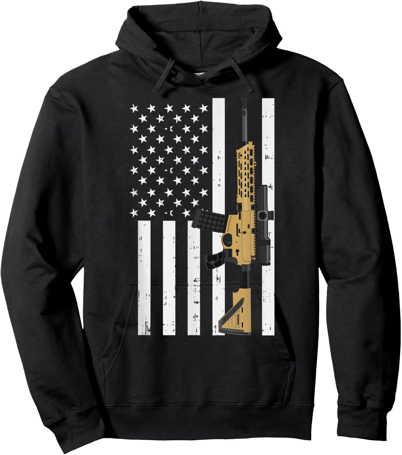 Retro Rifle American Flag - USA Patriotic Gun Lover Gift Hoodie - Hoodie | Black