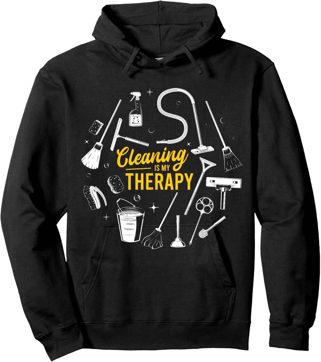 Cleaning Is My Therapy Housewife Housekeeping Mom Vacuum Top Hoodie - Hoodie | Black